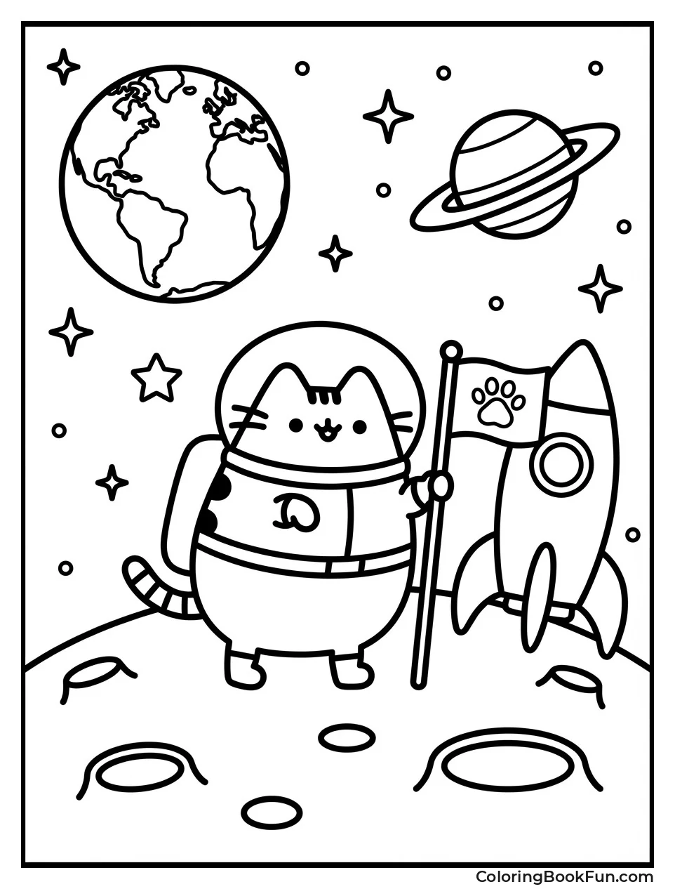 Astronaut Pusheen on Moon