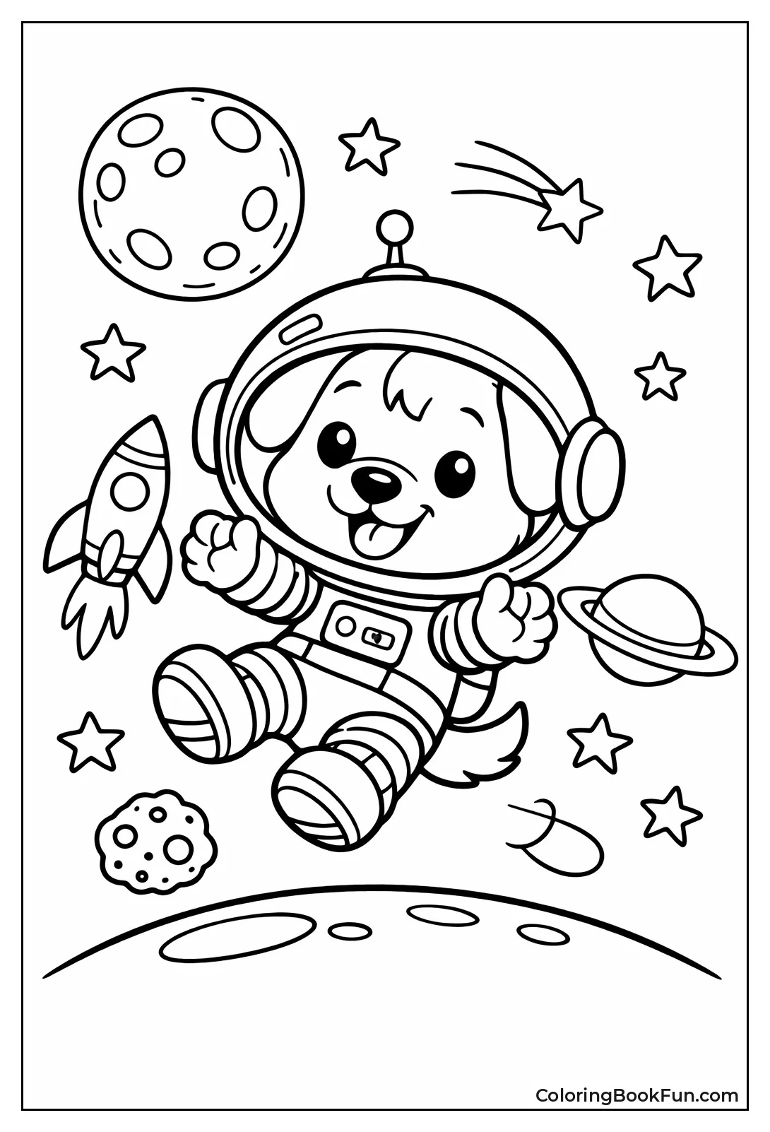Cute Dog Astronaut Floating