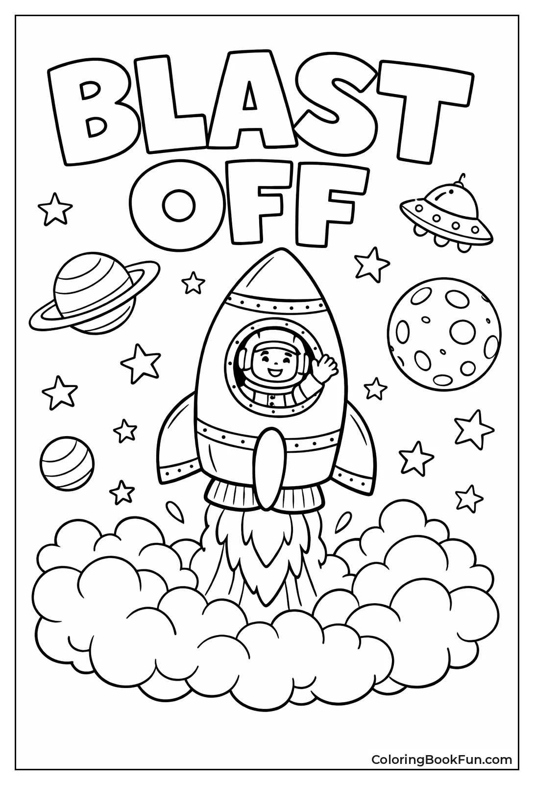 Rocket Blasting Off with Astronaut