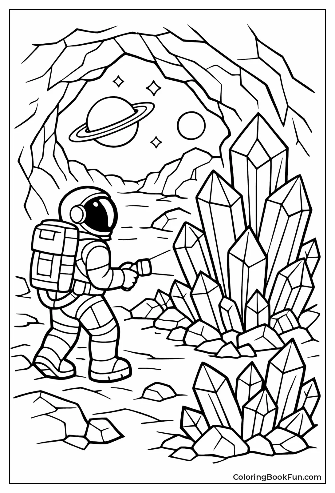 Astronaut Exploring Crystal Cave