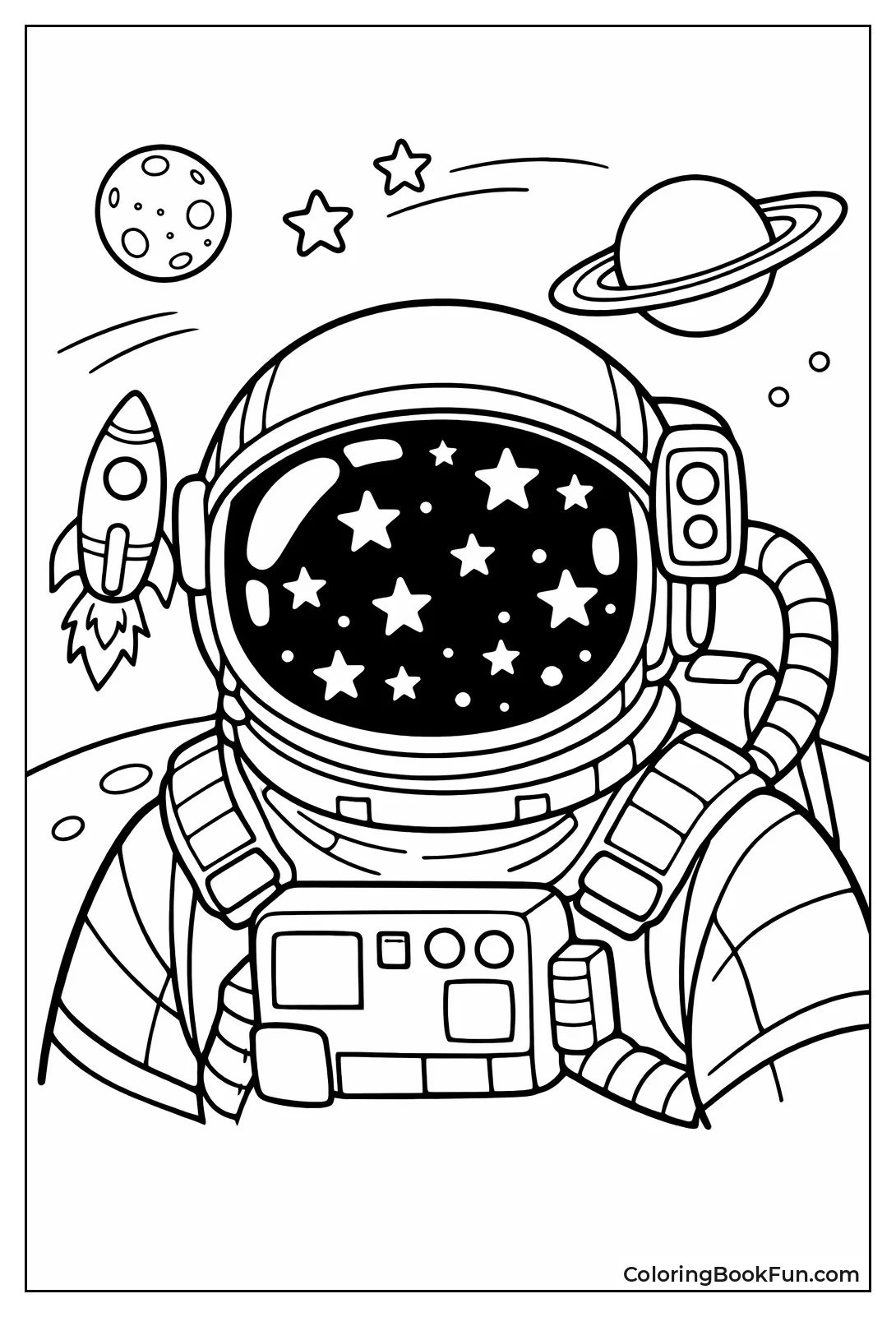 Astronaut Floating with Starry Visor