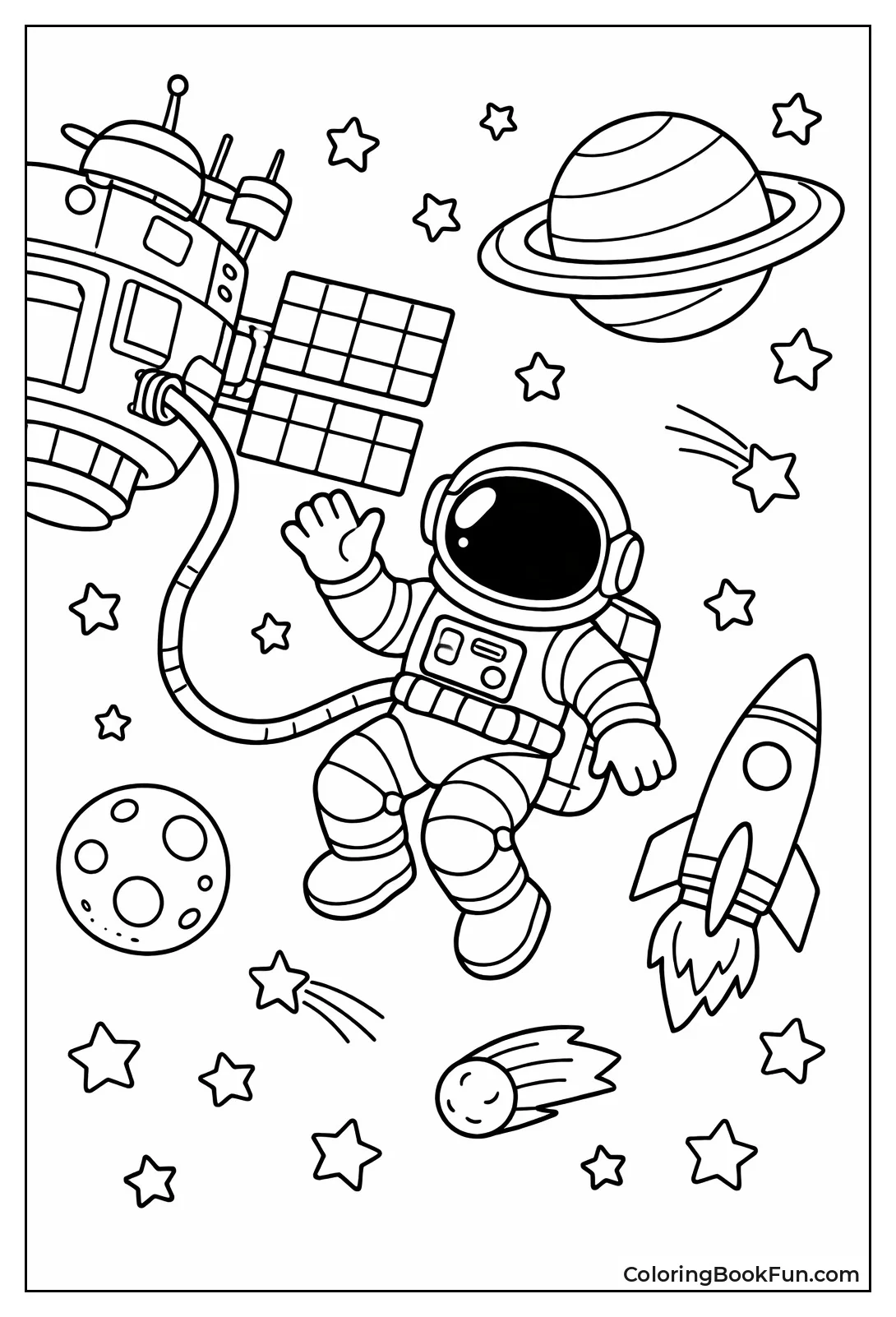 Astronaut Tethered on Spacewalk