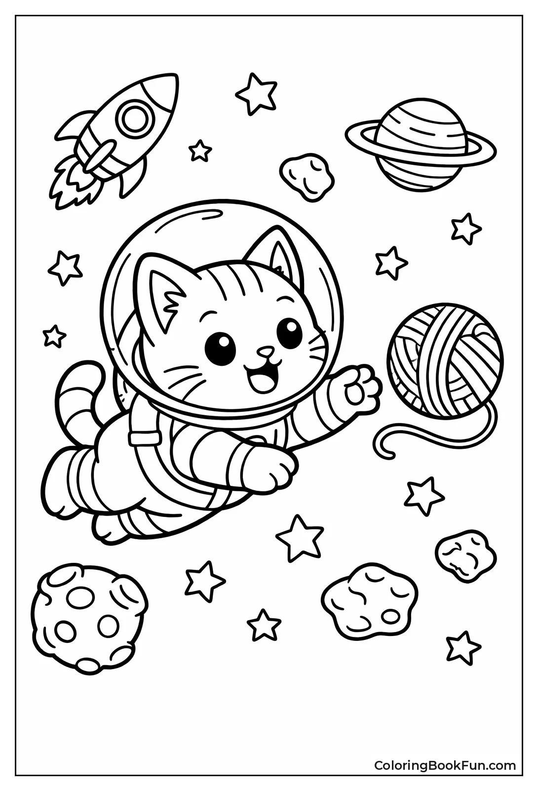 Cat Chasing Yarn in Space