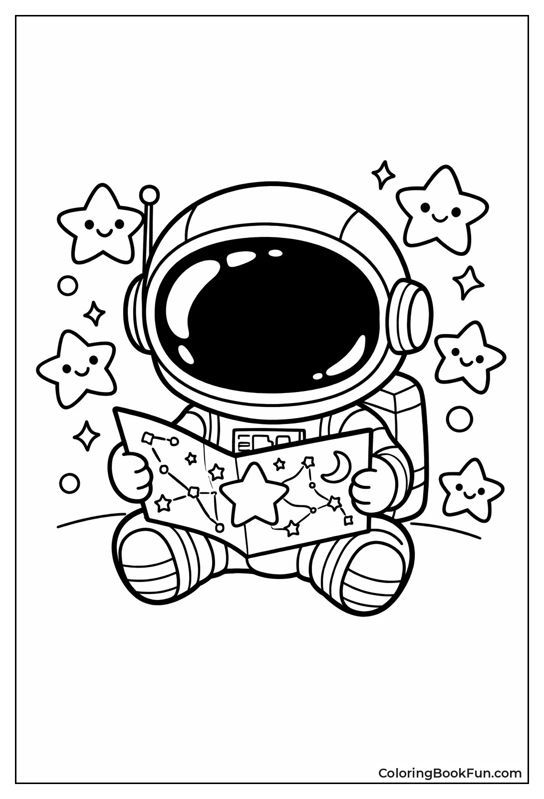 Chibi Astronaut Reading Star Map