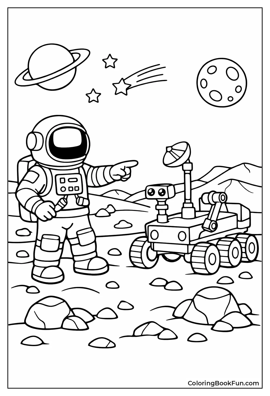 Astronaut Driving Mars Rover