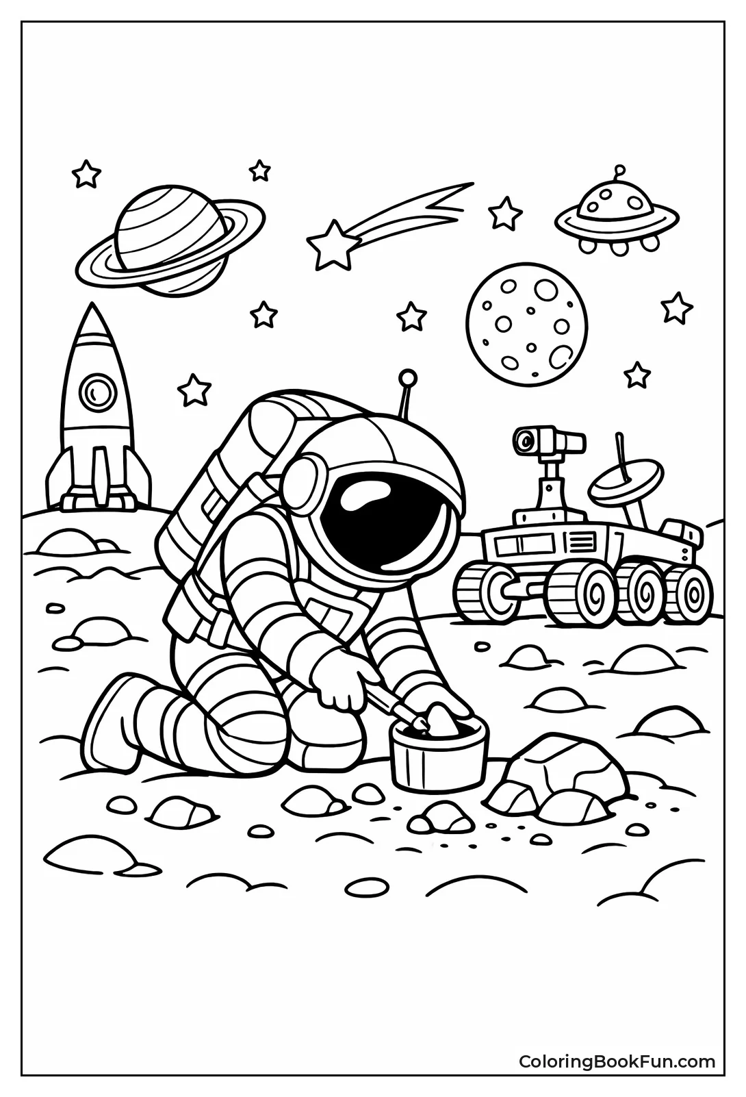 Astronaut Collecting Moon Rocks