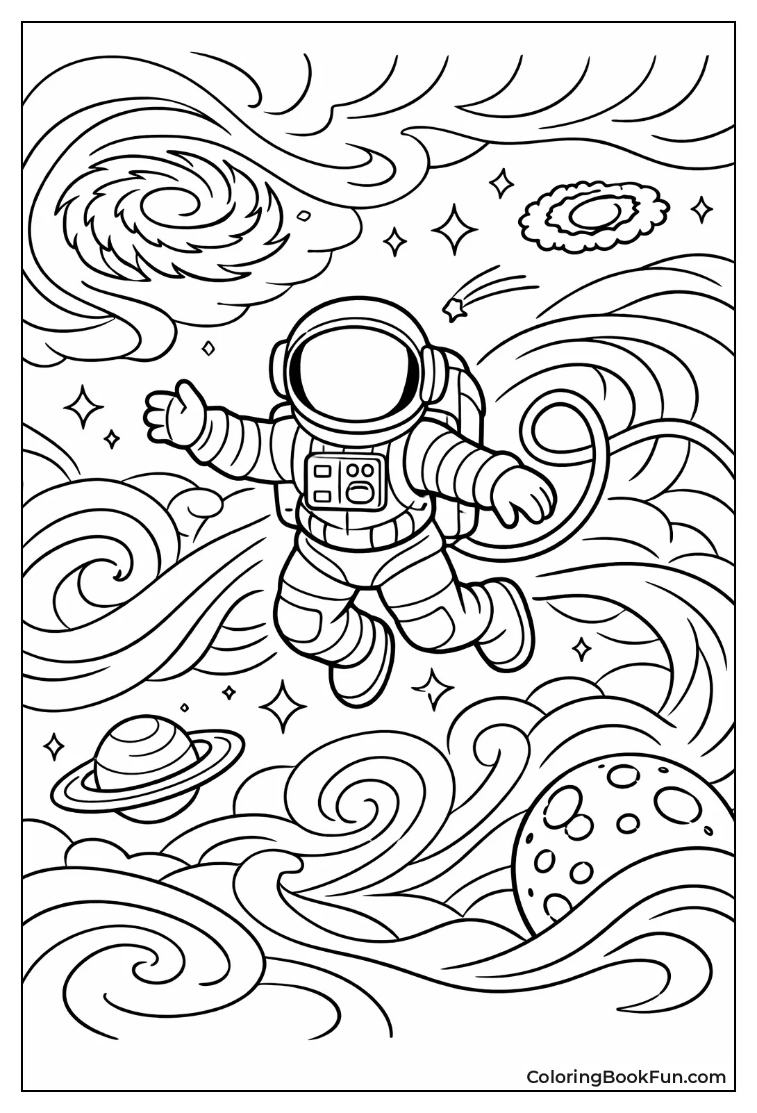 Astronaut Drifting through Nebula