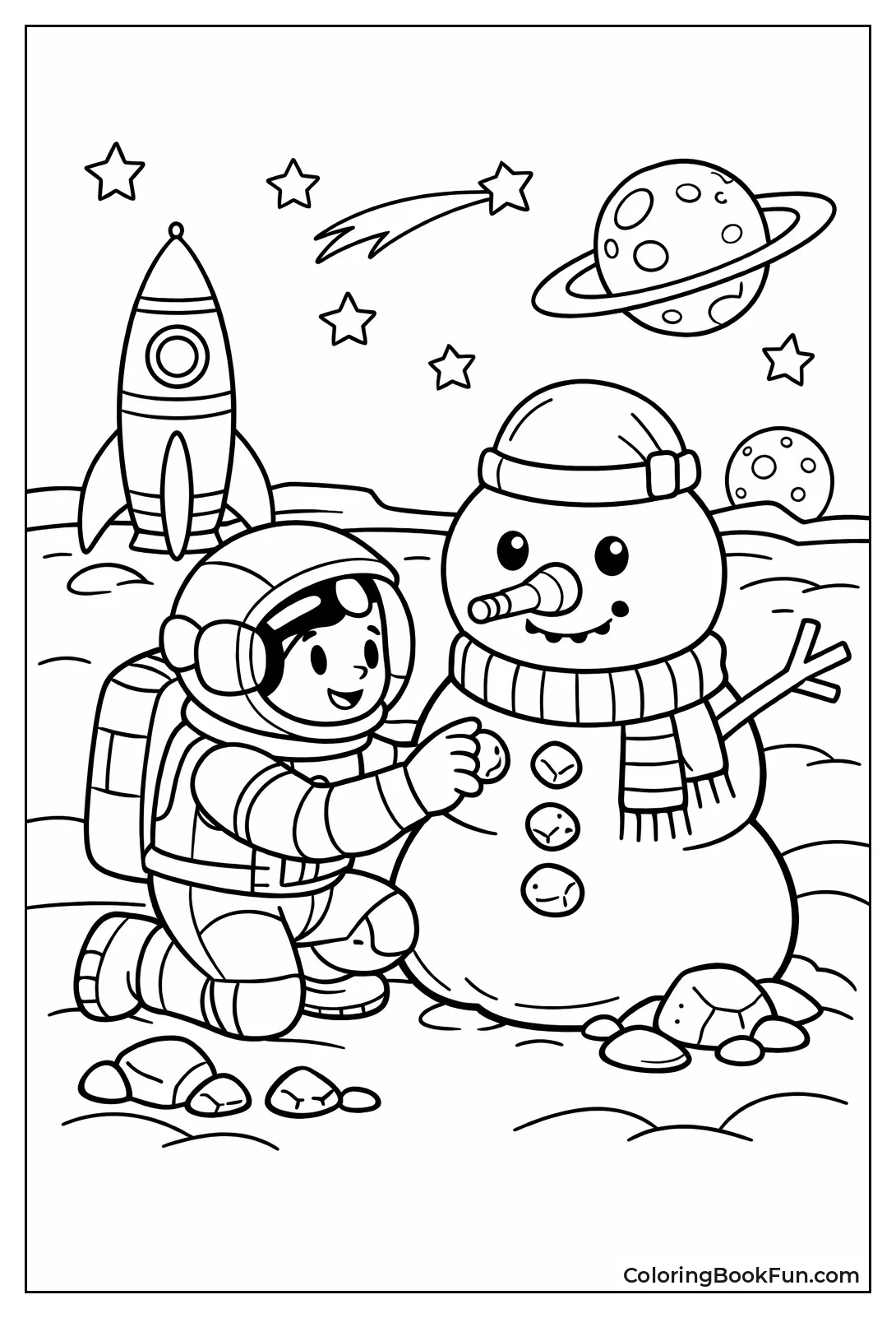 Astronaut Building Space Snowman