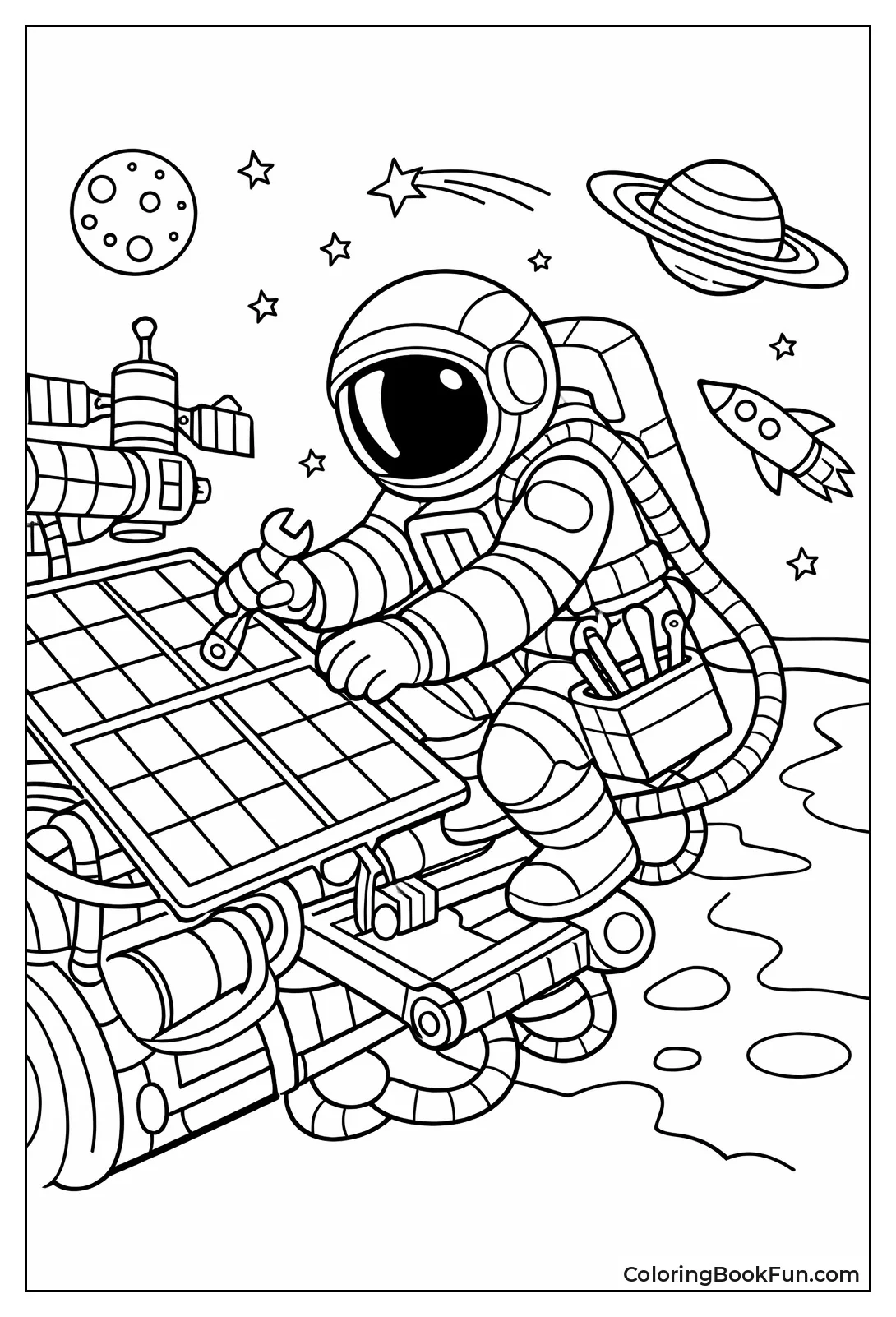 Astronaut Fixing Space Station Panel