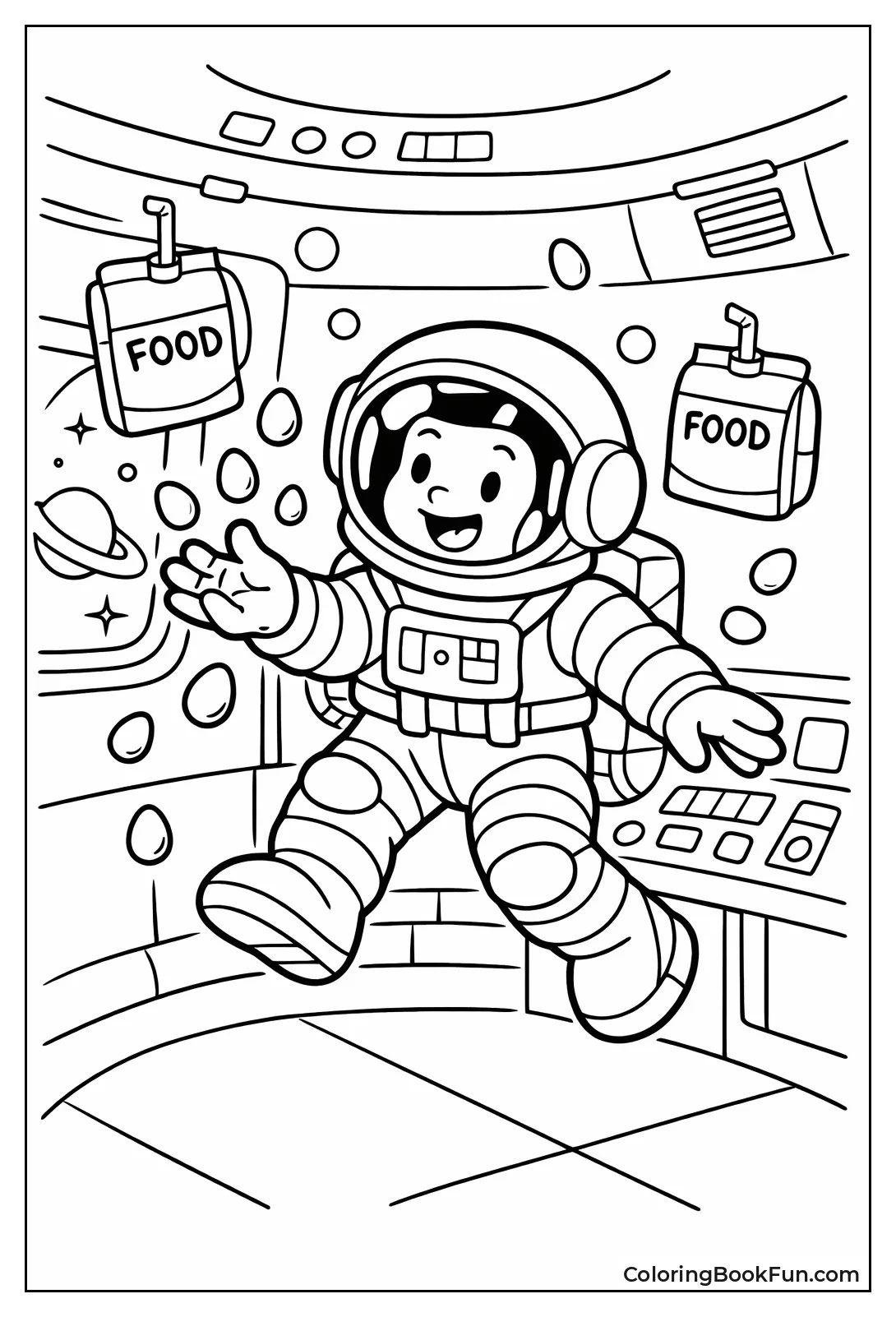 Astronaut Catching Floating Snacks