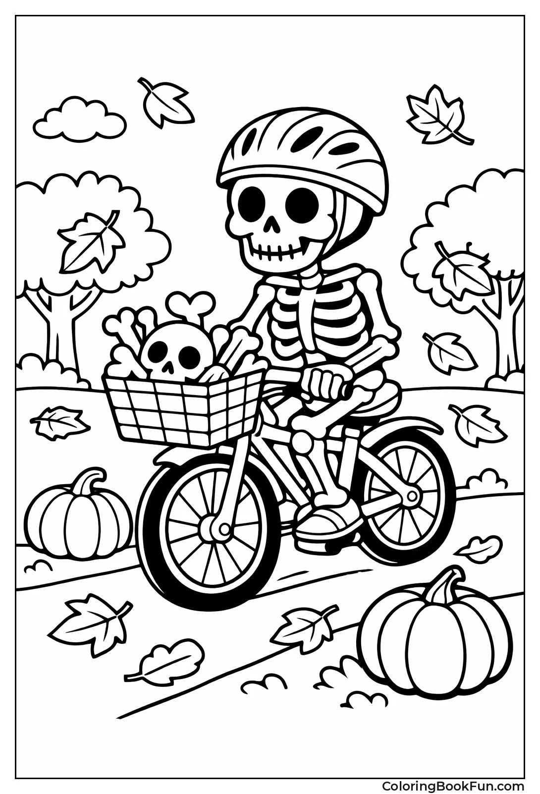 Skeleton Biking in Autumn Park