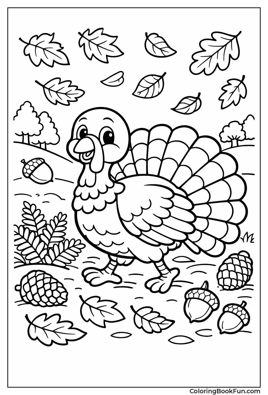 Turkey in Autumn Forest