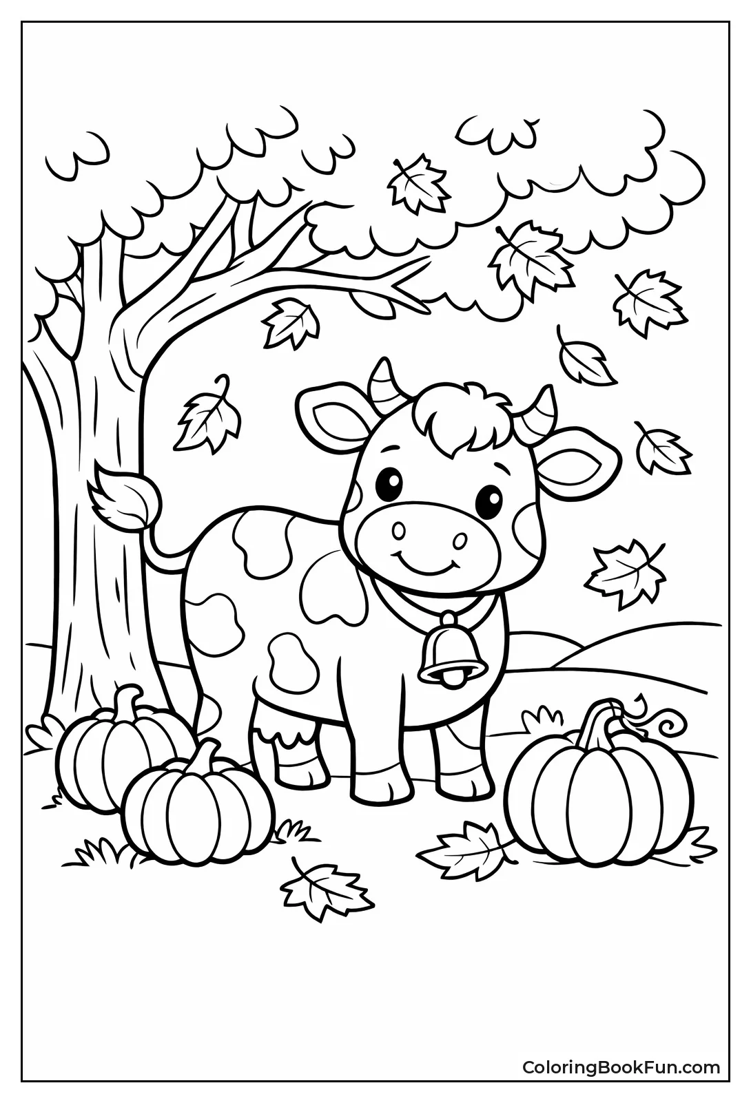 Autumn Cow under Tree