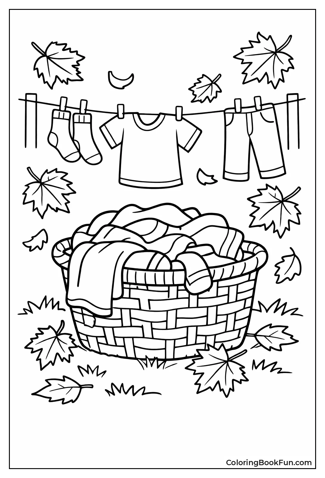 Leaves Fall on Laundry Basket