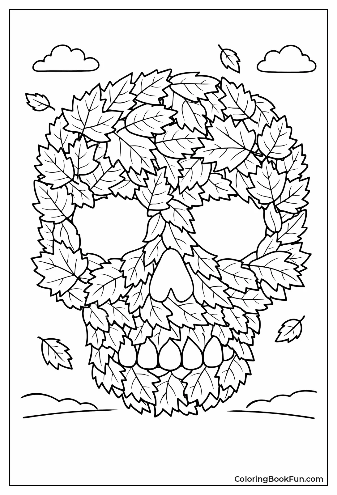 Skull Collage of Autumn Leaves