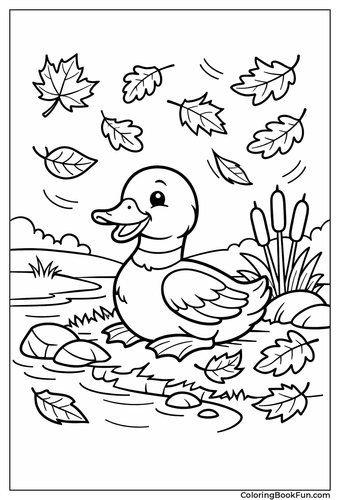 Duck amid Autumn Leaves