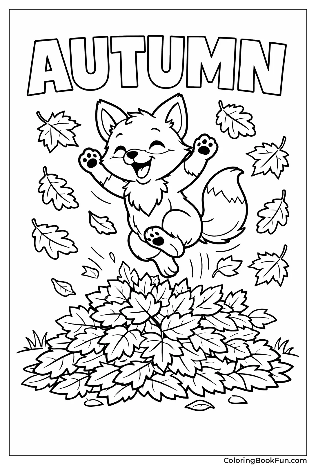 Fox Jumping through Leaves