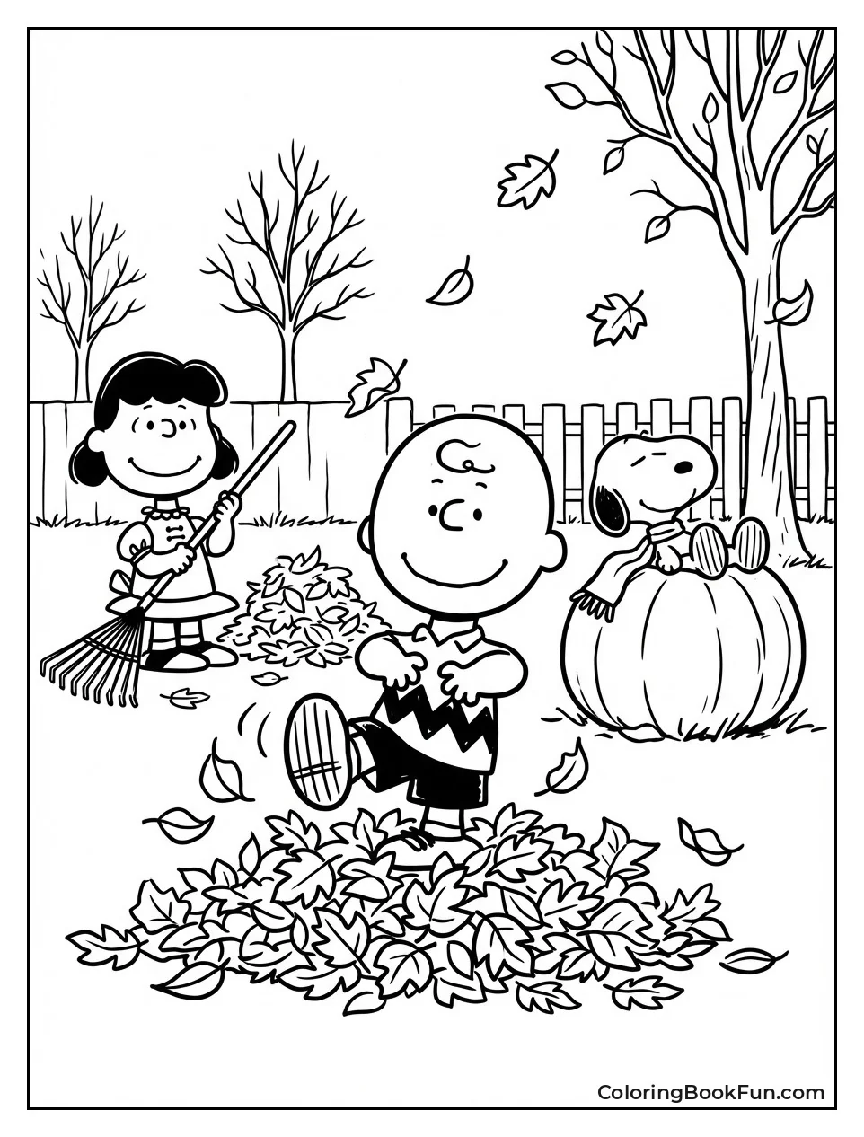 Gang Rakes Autumn Leaves