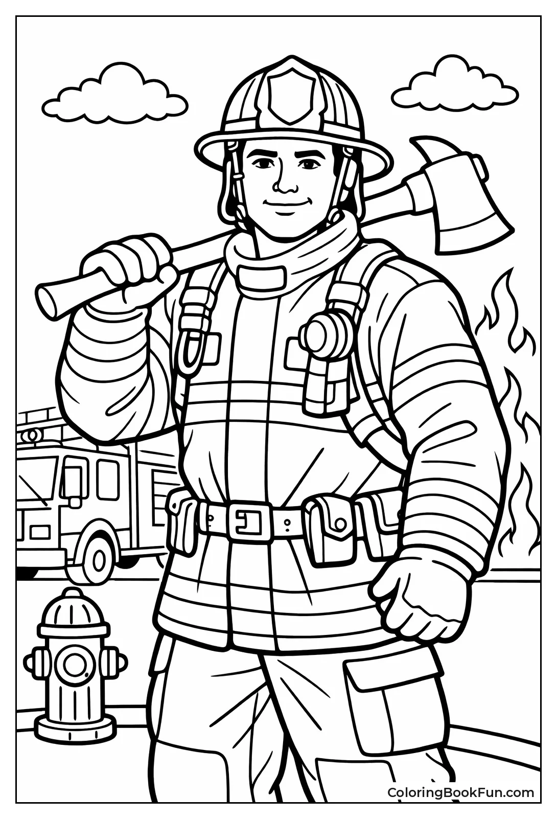 Strong Fireman with Axe