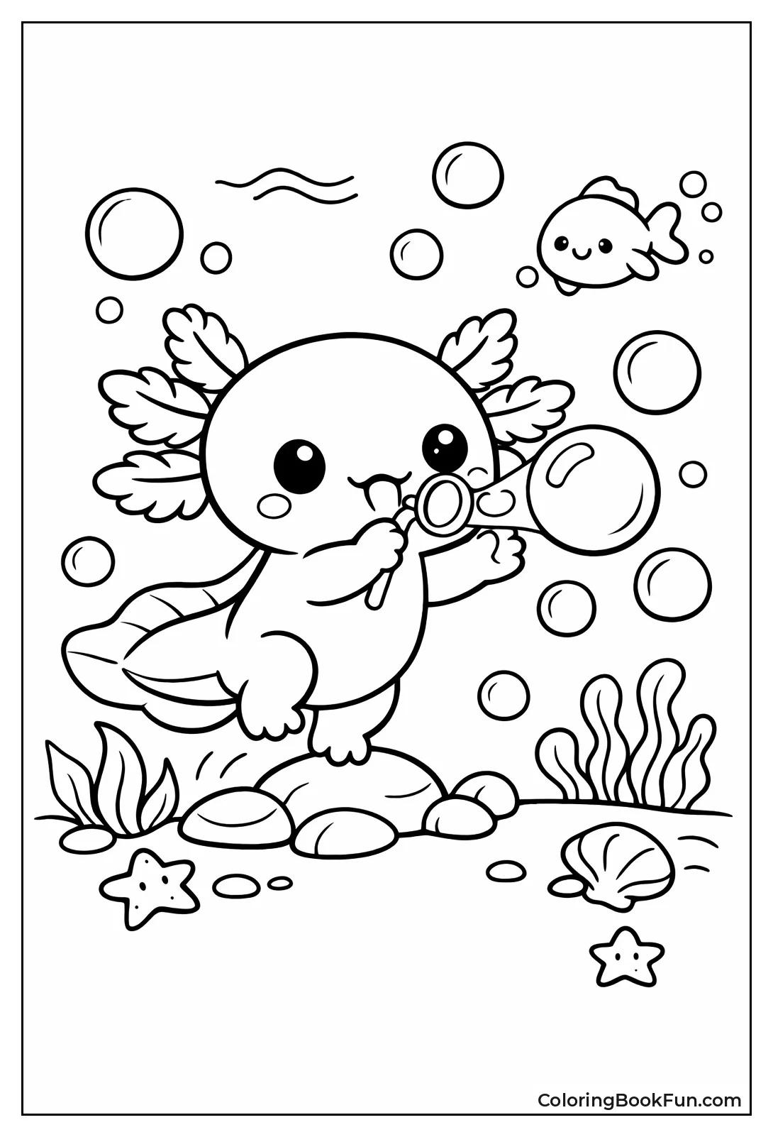 Axolotl Plays with Bubbles