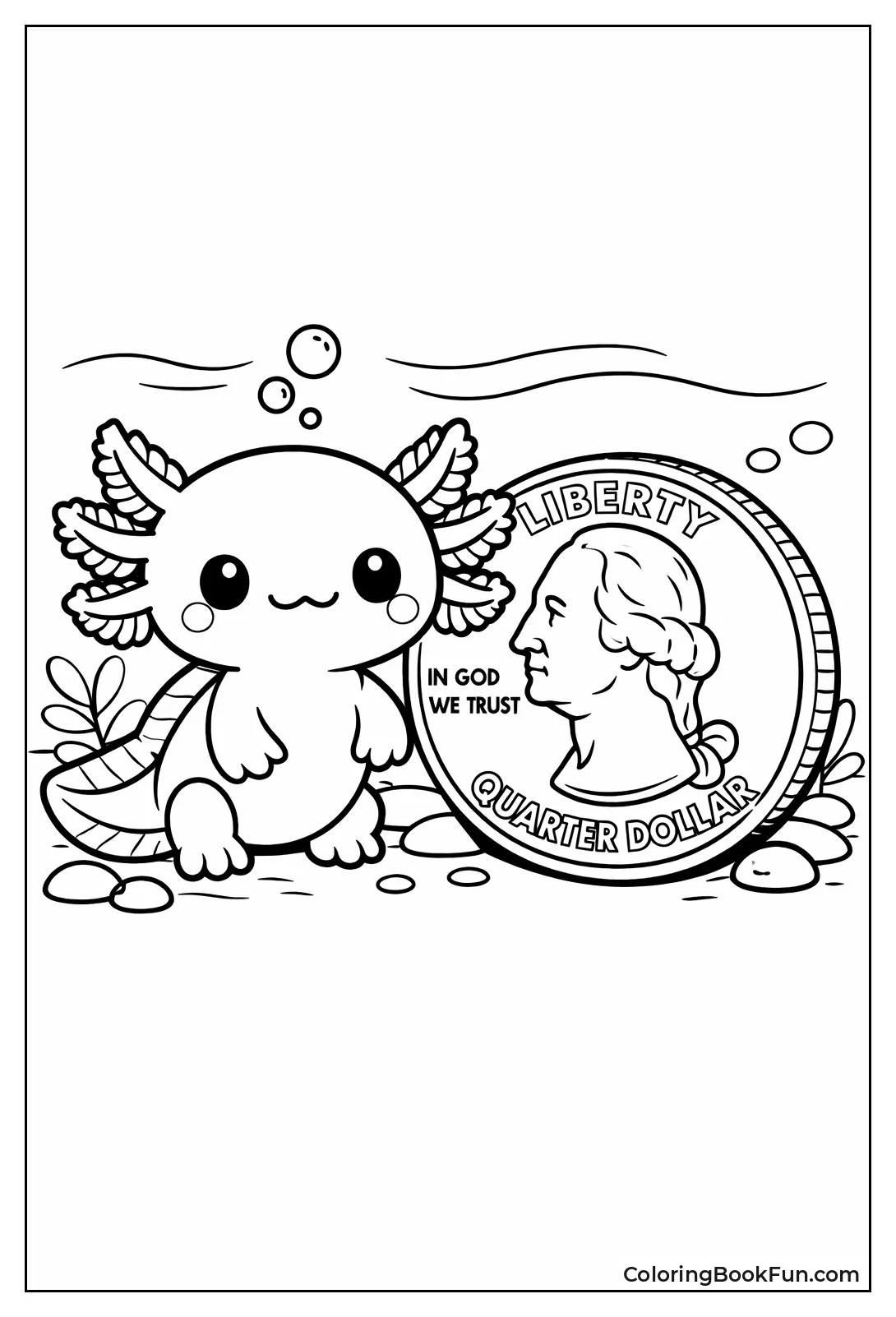 Axolotl Beside Quarter Coin
