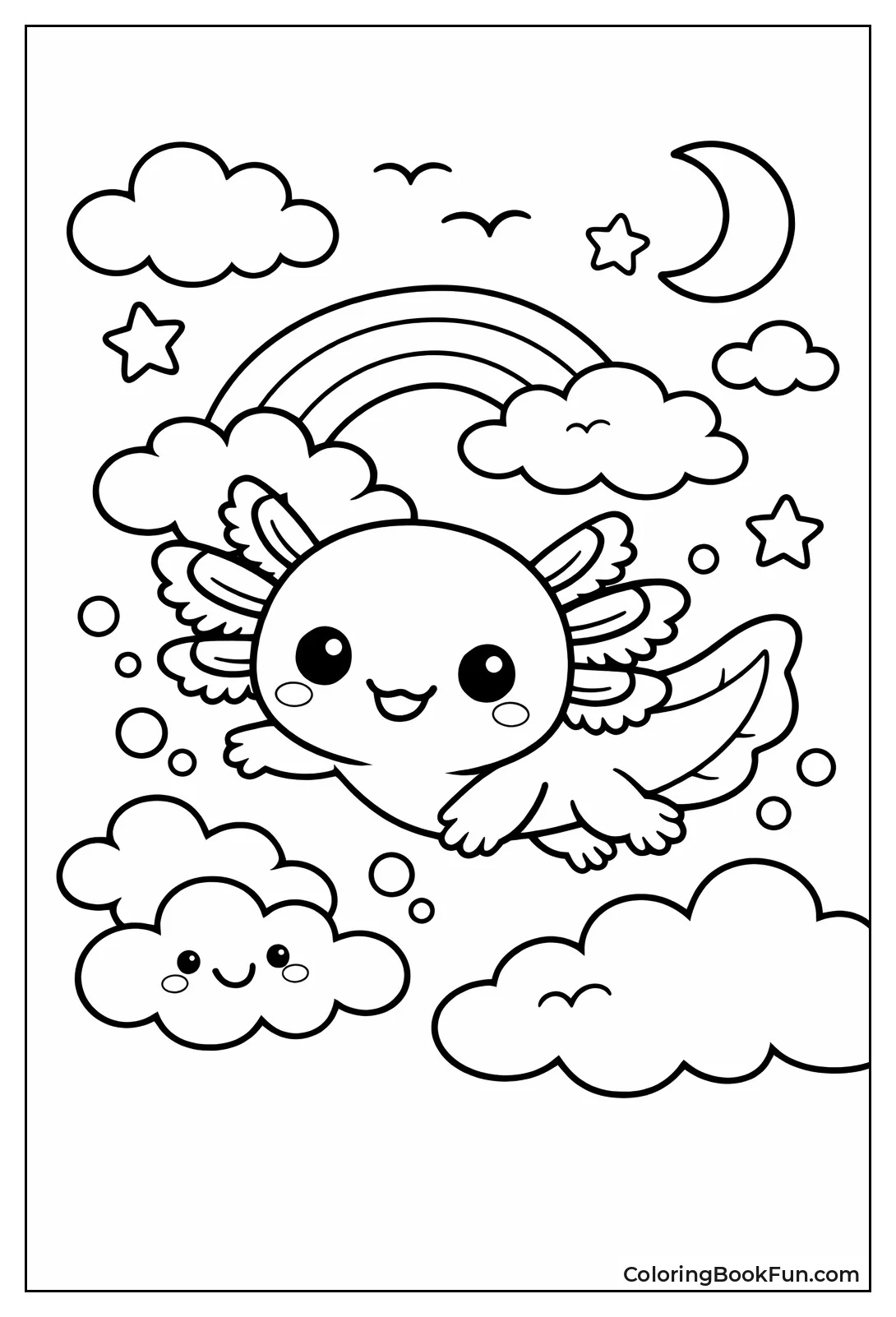 Baby Axolotl Swims in Clouds