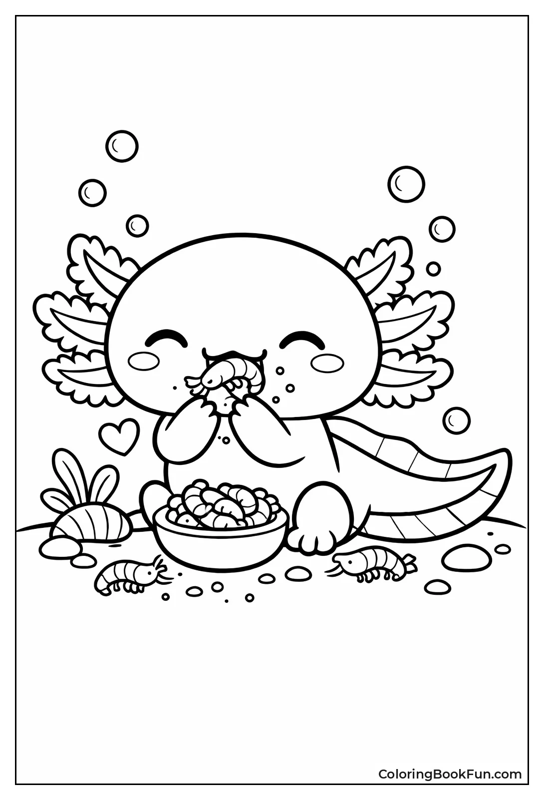 Axolotl Eats Tiny Shrimp