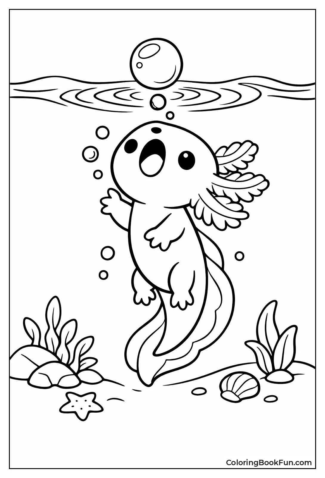 Axolotl Gulps Air at Surface