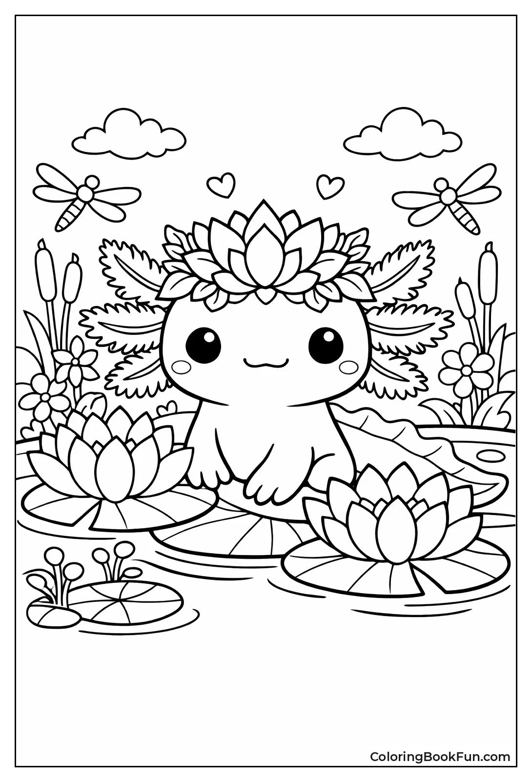 Axolotl Wears Lotus Crown