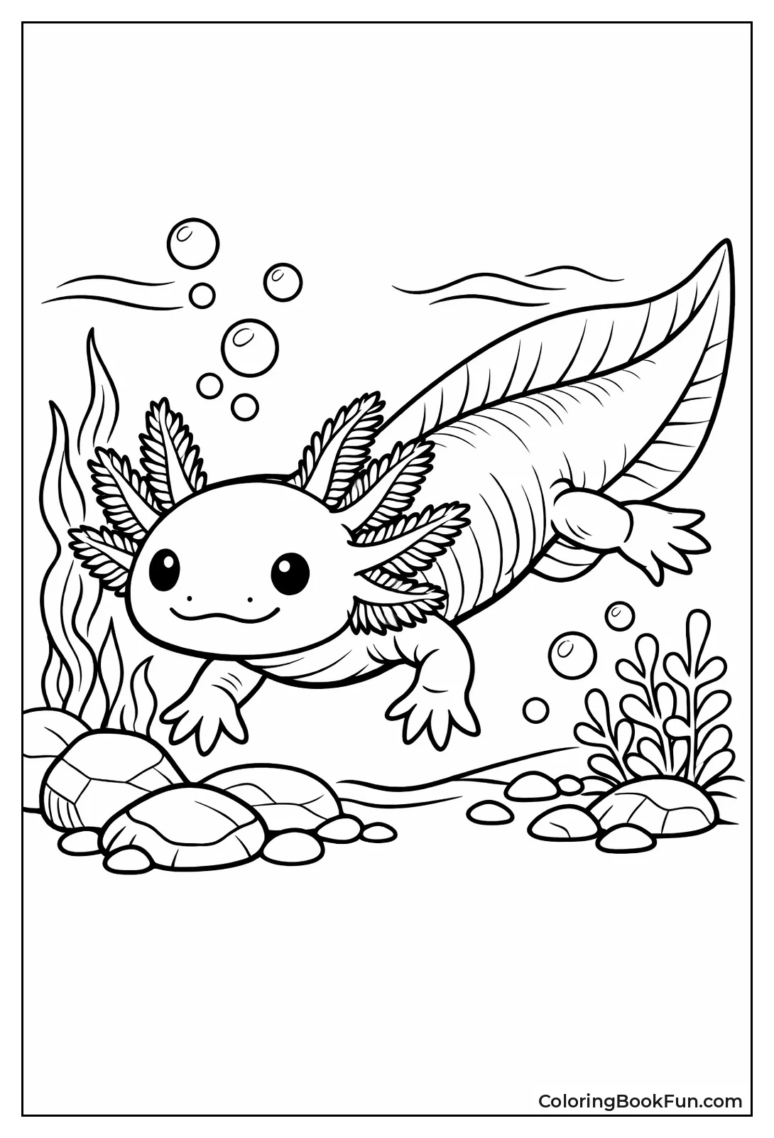 Realistic Axolotl Swimming Gracefully