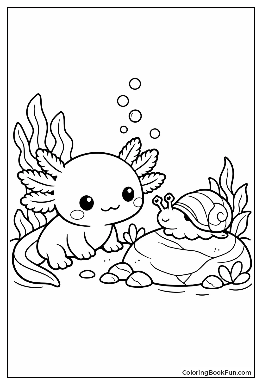 Axolotl Watches Curious Snail