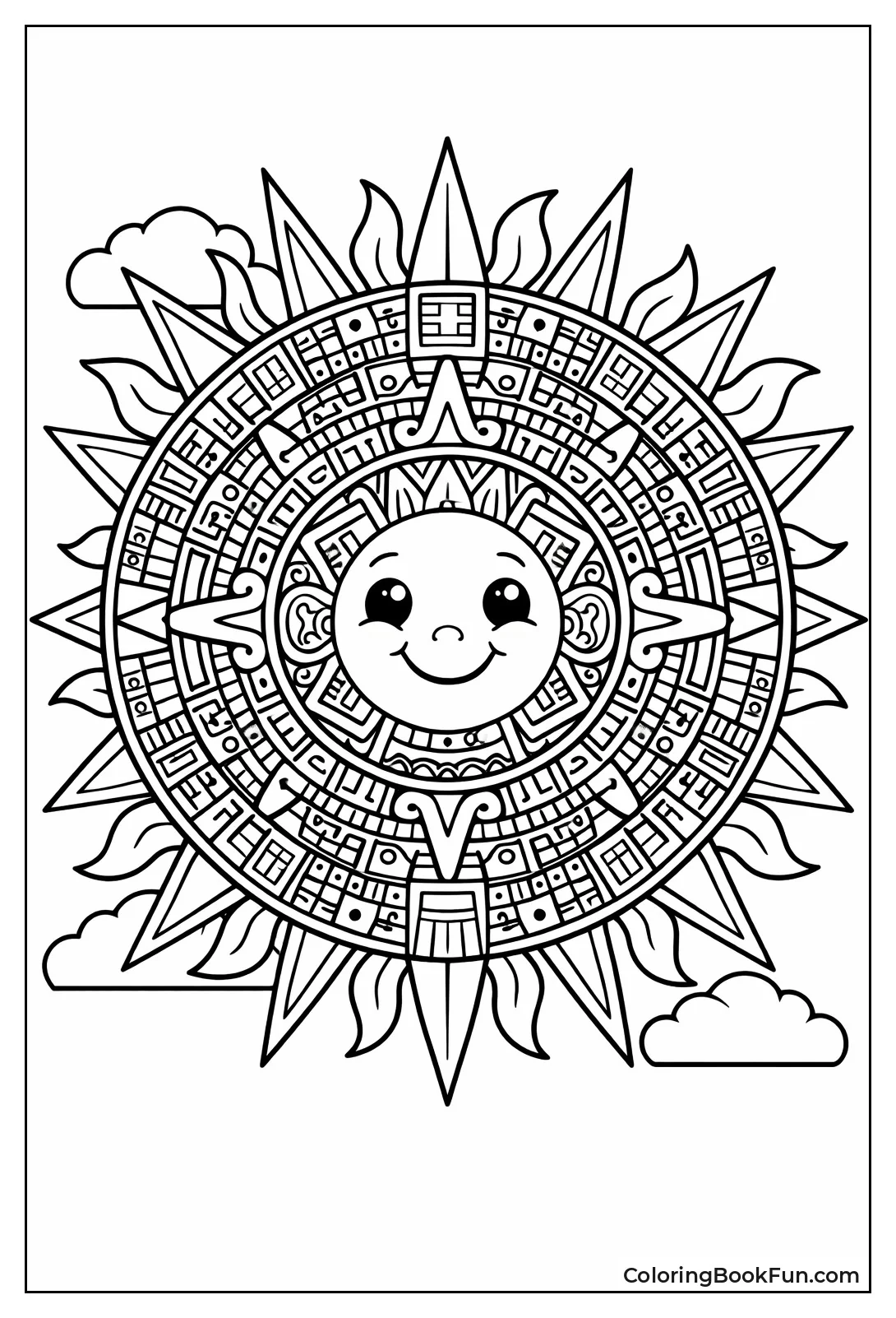 Aztec Geometric Sun Stone