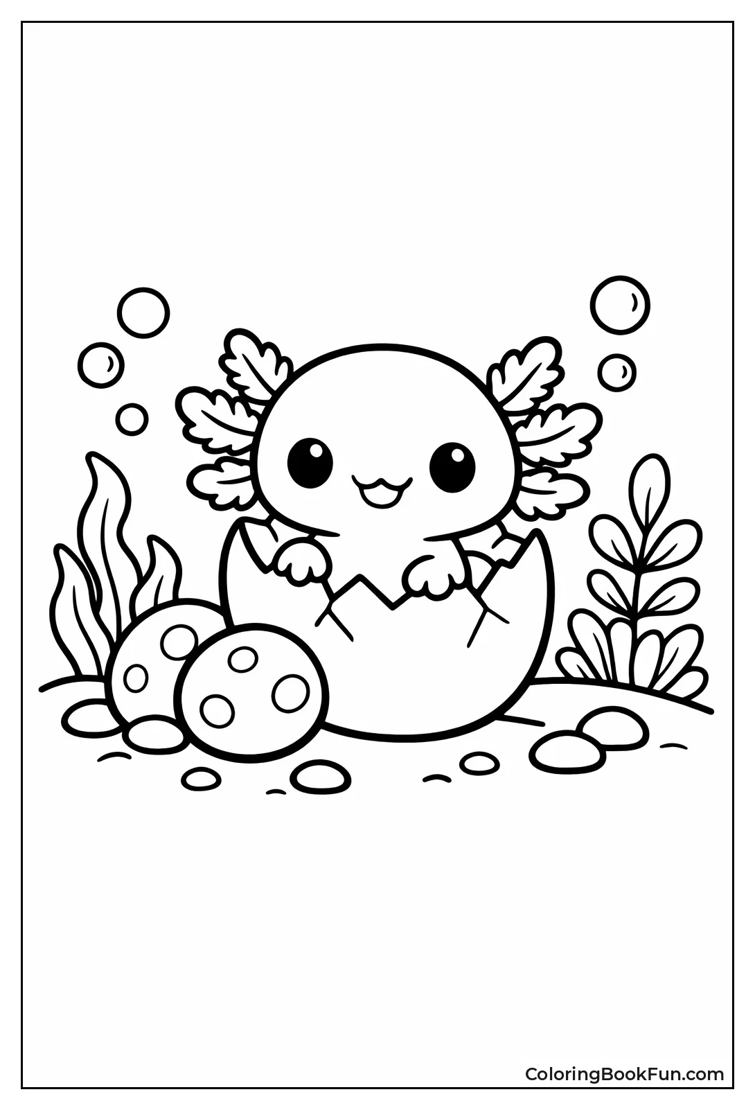 Baby Axolotl Hatching from Egg