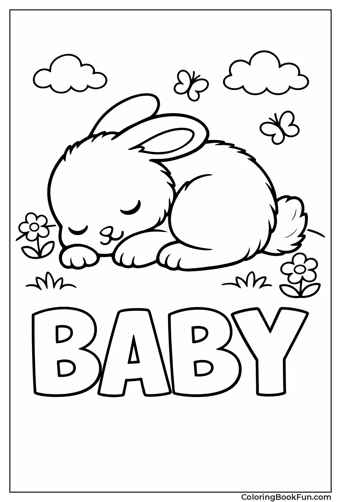 Tiny Baby Bunny Curled Up