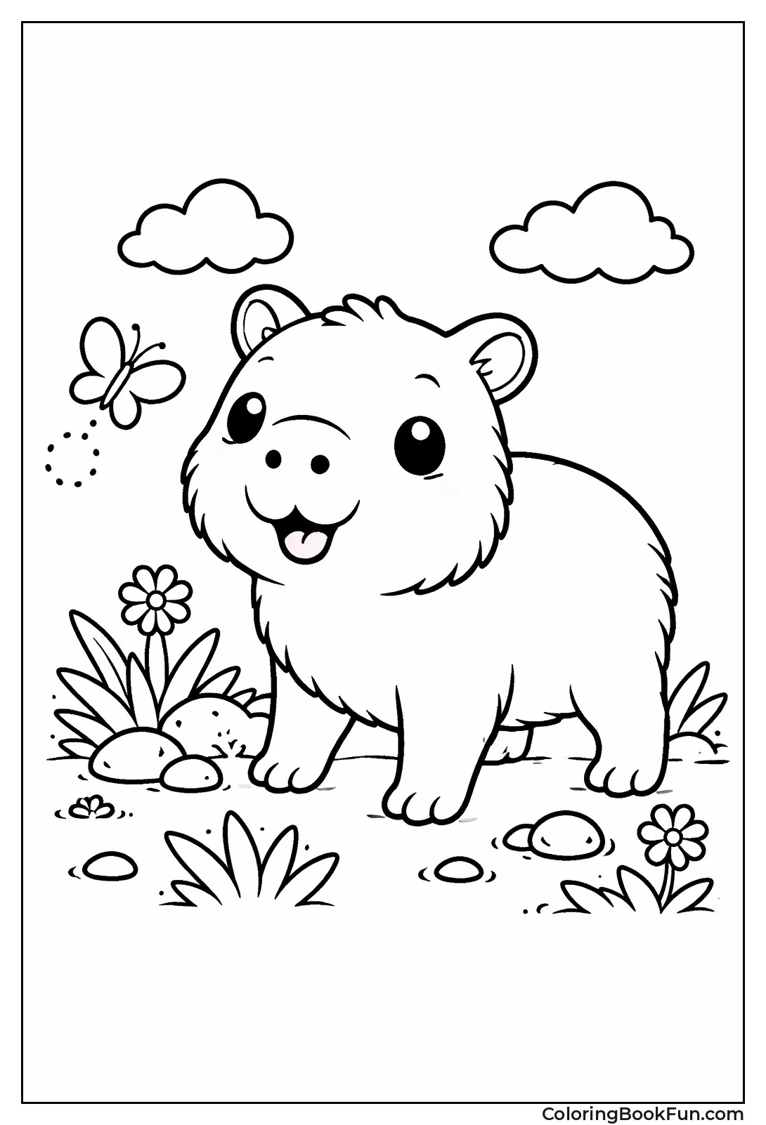 Playful Baby Capybara Standing