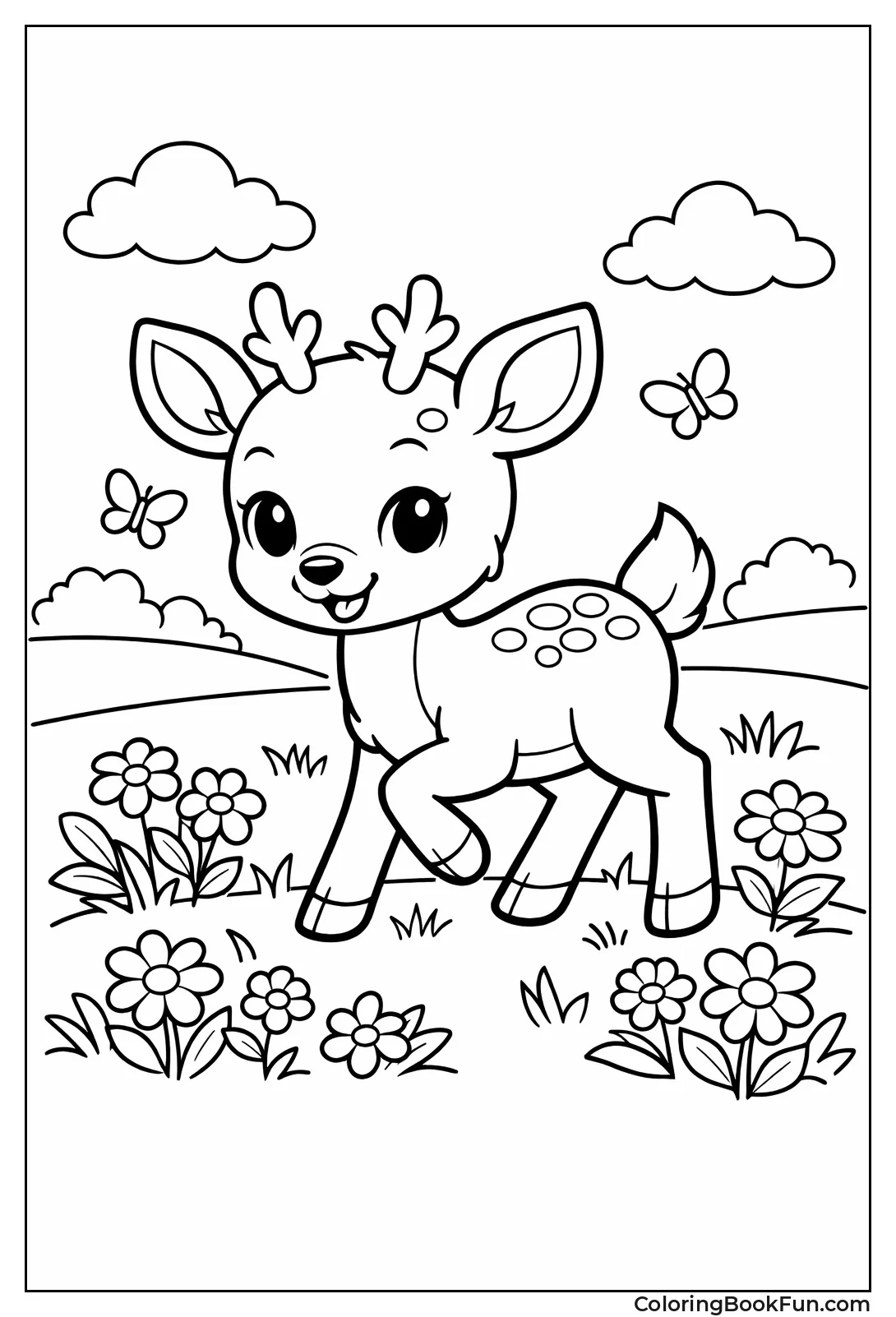 Baby Fawn in Flowers