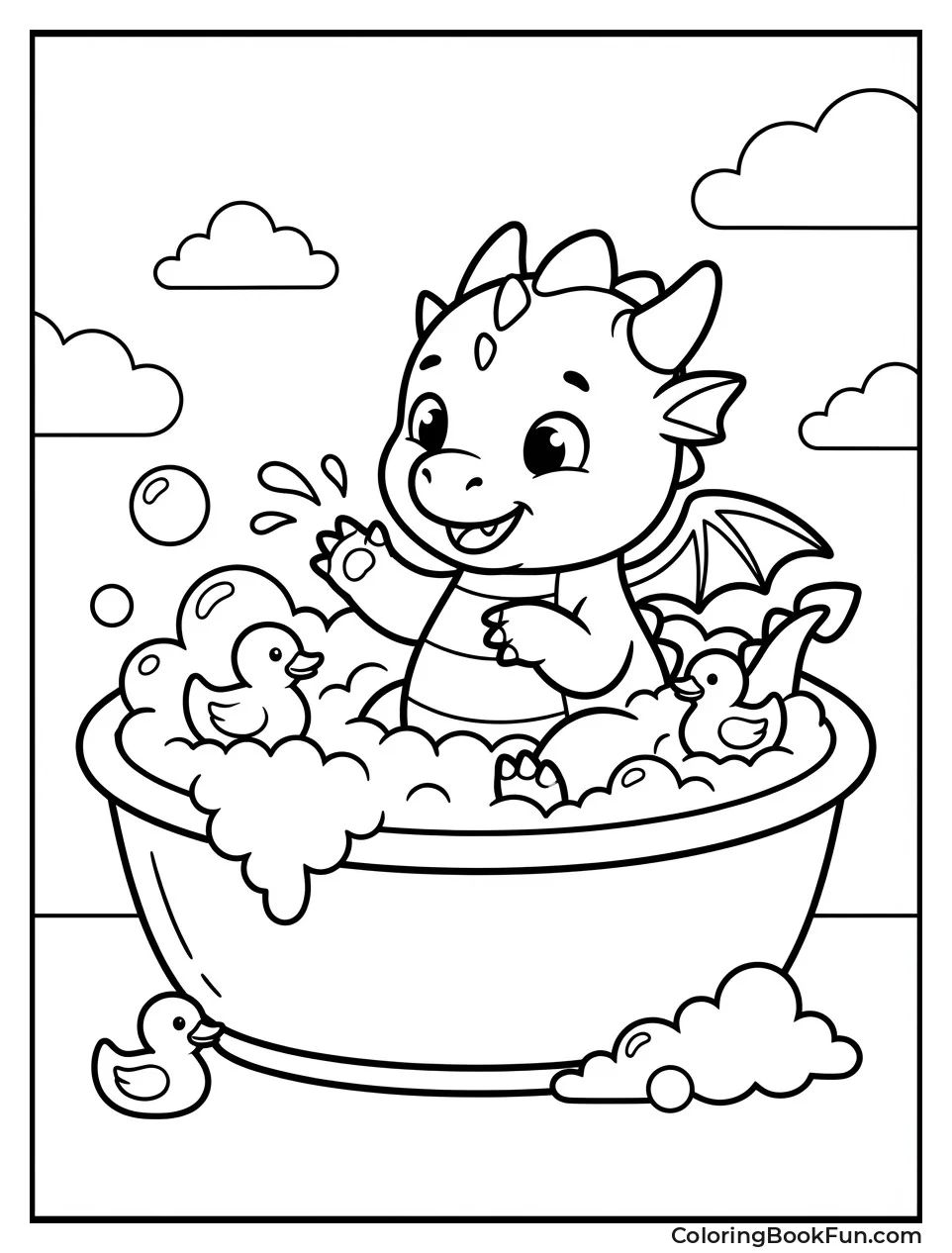 Baby Dragon Splashing in Tub