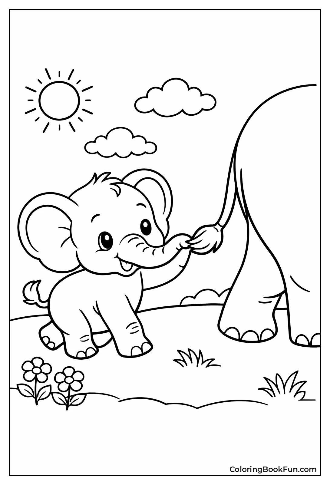 Baby Elephant and Mom