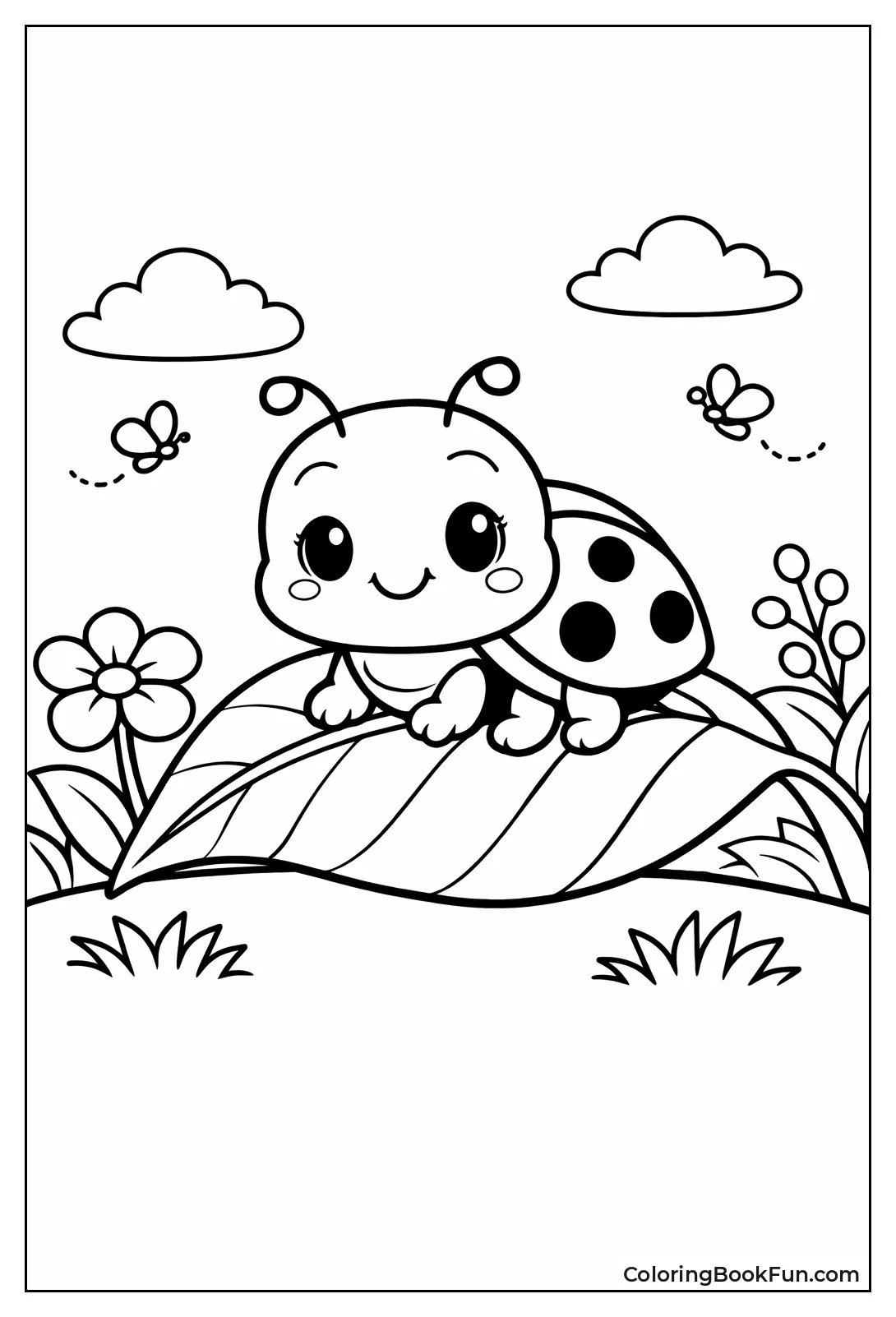 Cute Baby Ladybug Leaf