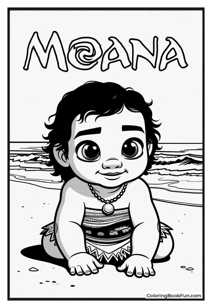 Baby Moana Crawls on Beach