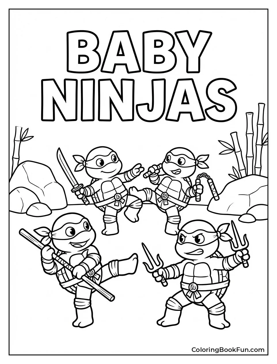 Baby Turtles Practice Martial Arts