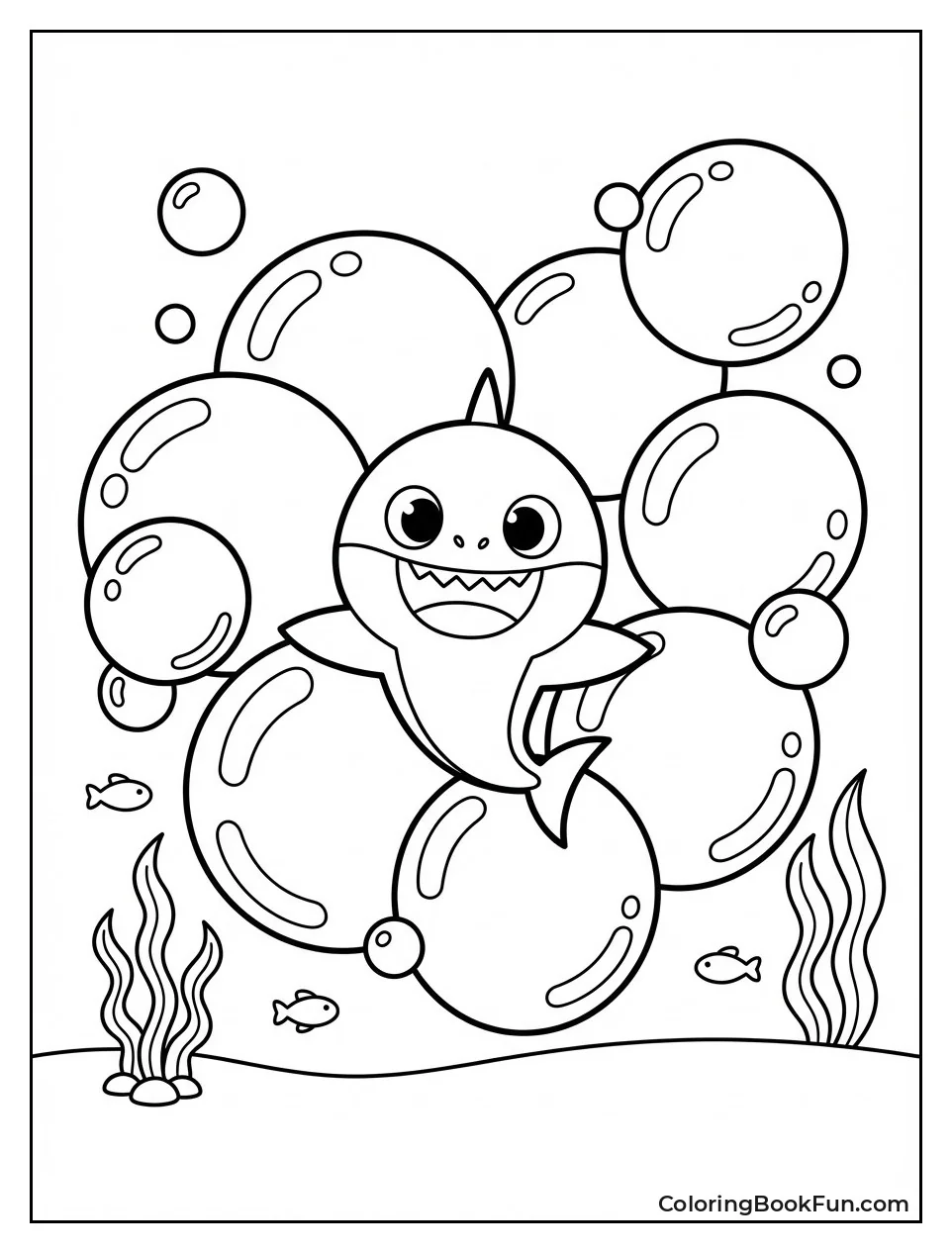 Baby Shark Plays in Bubbles