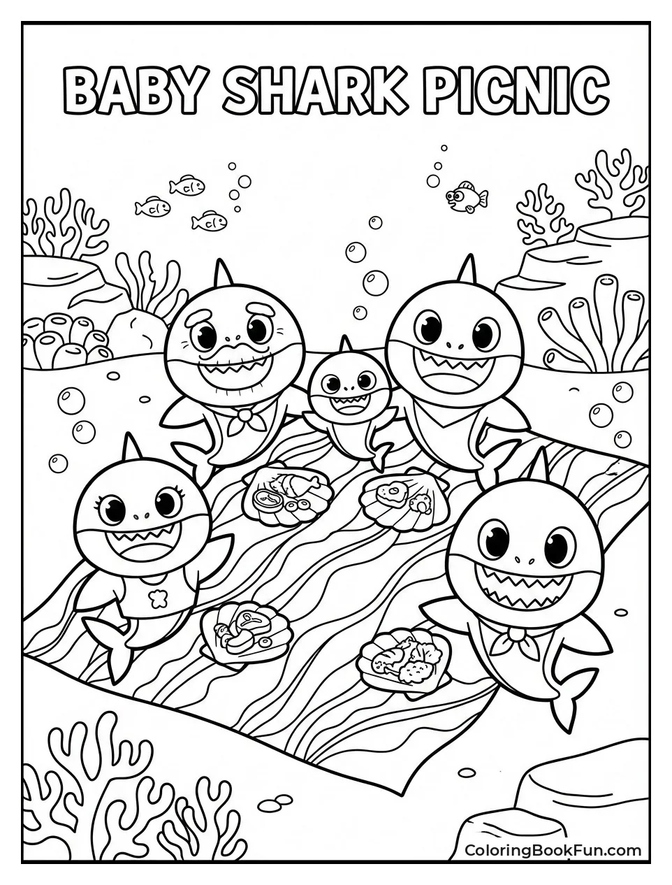 Sharks Picnic on Sea Floor