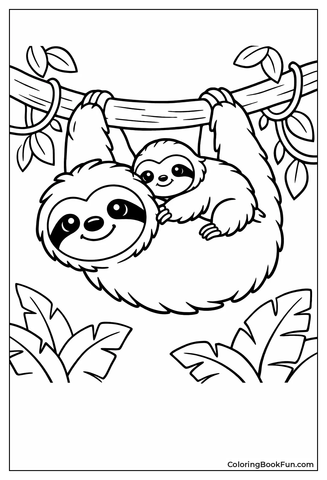 Baby Sloth Clings to Mom