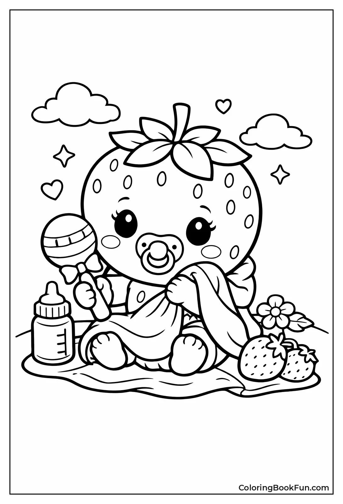 Baby Strawberry Holds Rattle