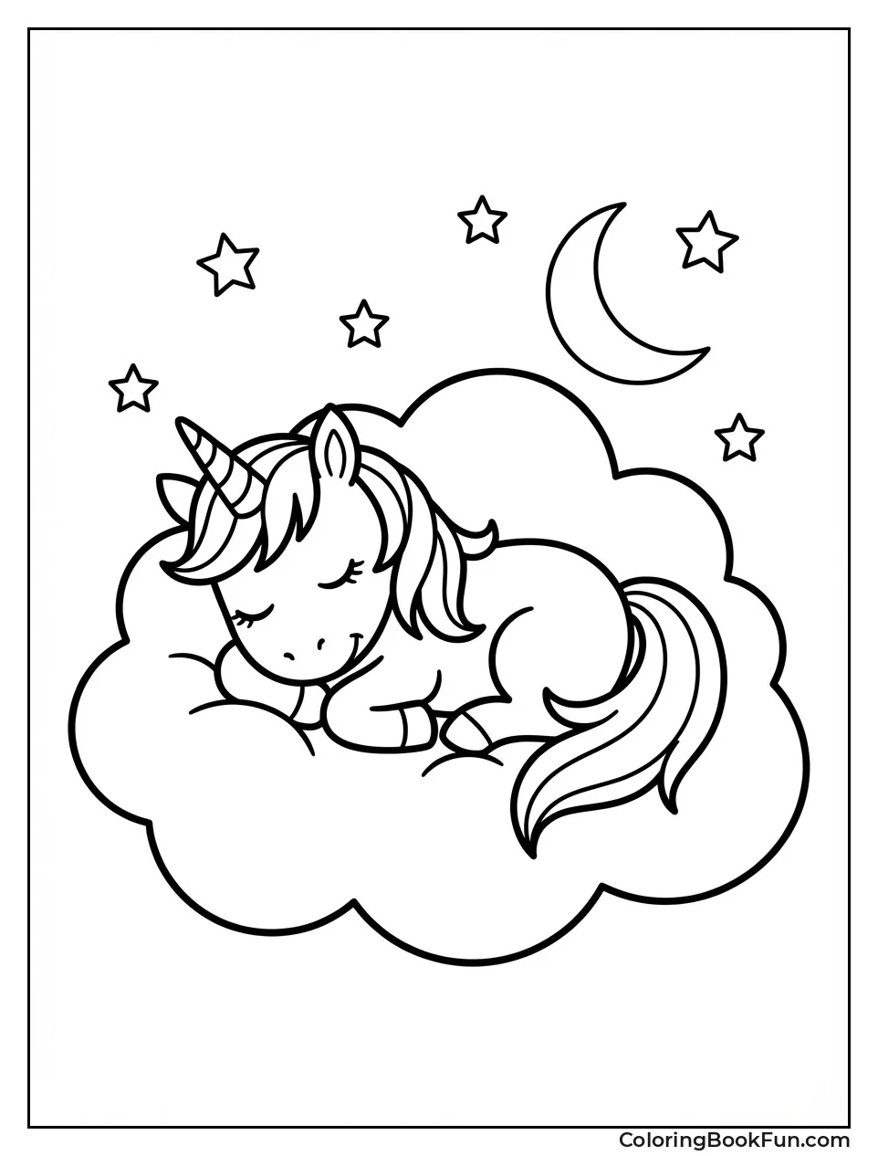Baby Unicorn Sleeping on Cloud
