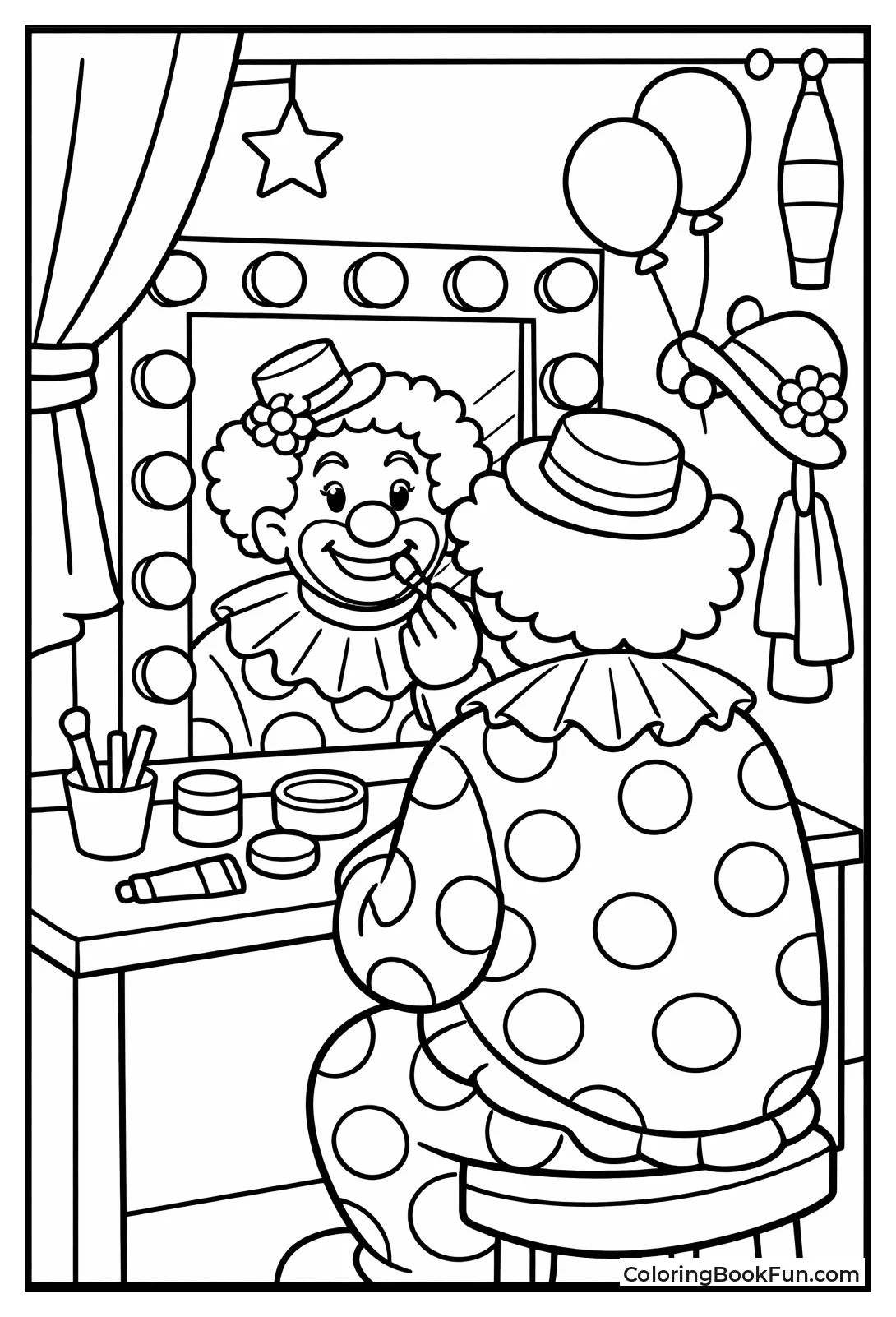 Clown Applying Makeup Mirror