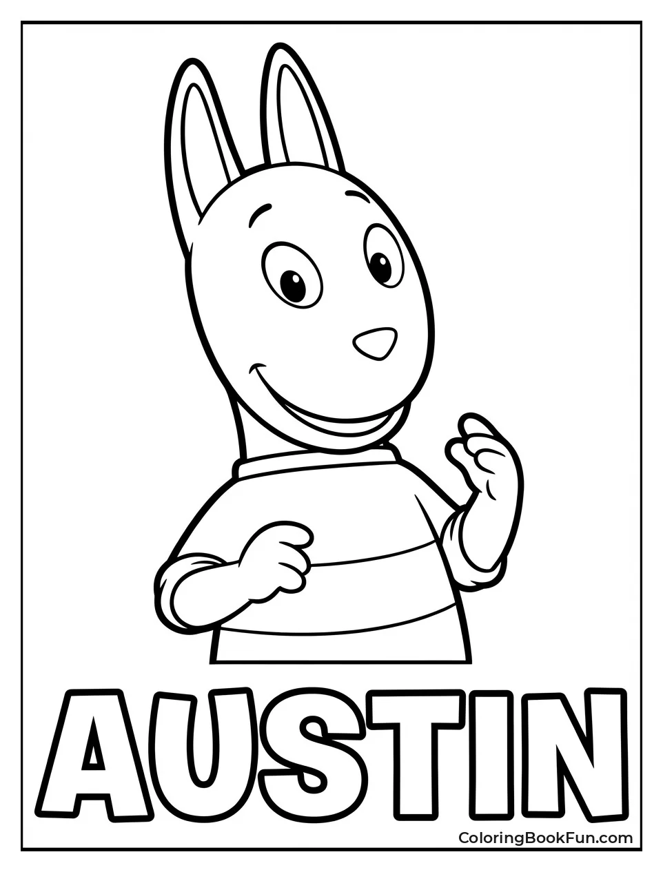 Austin Stands in Blue Shirt