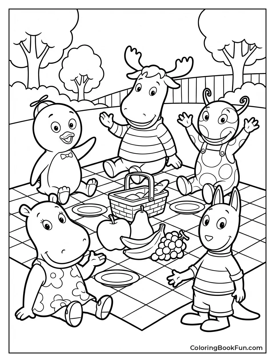 Friends Eat Picnic in Backyard