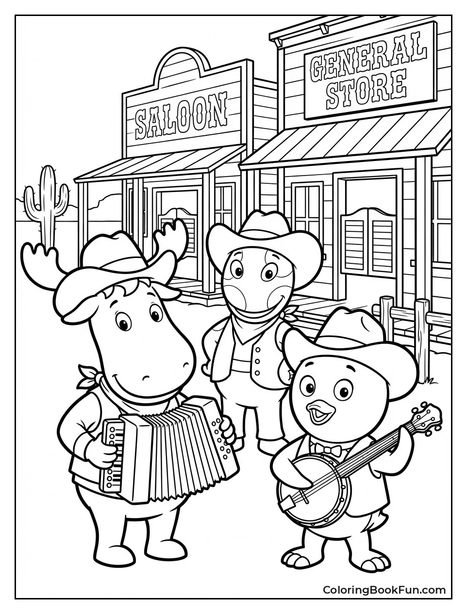 Cowboys Play Music in Town